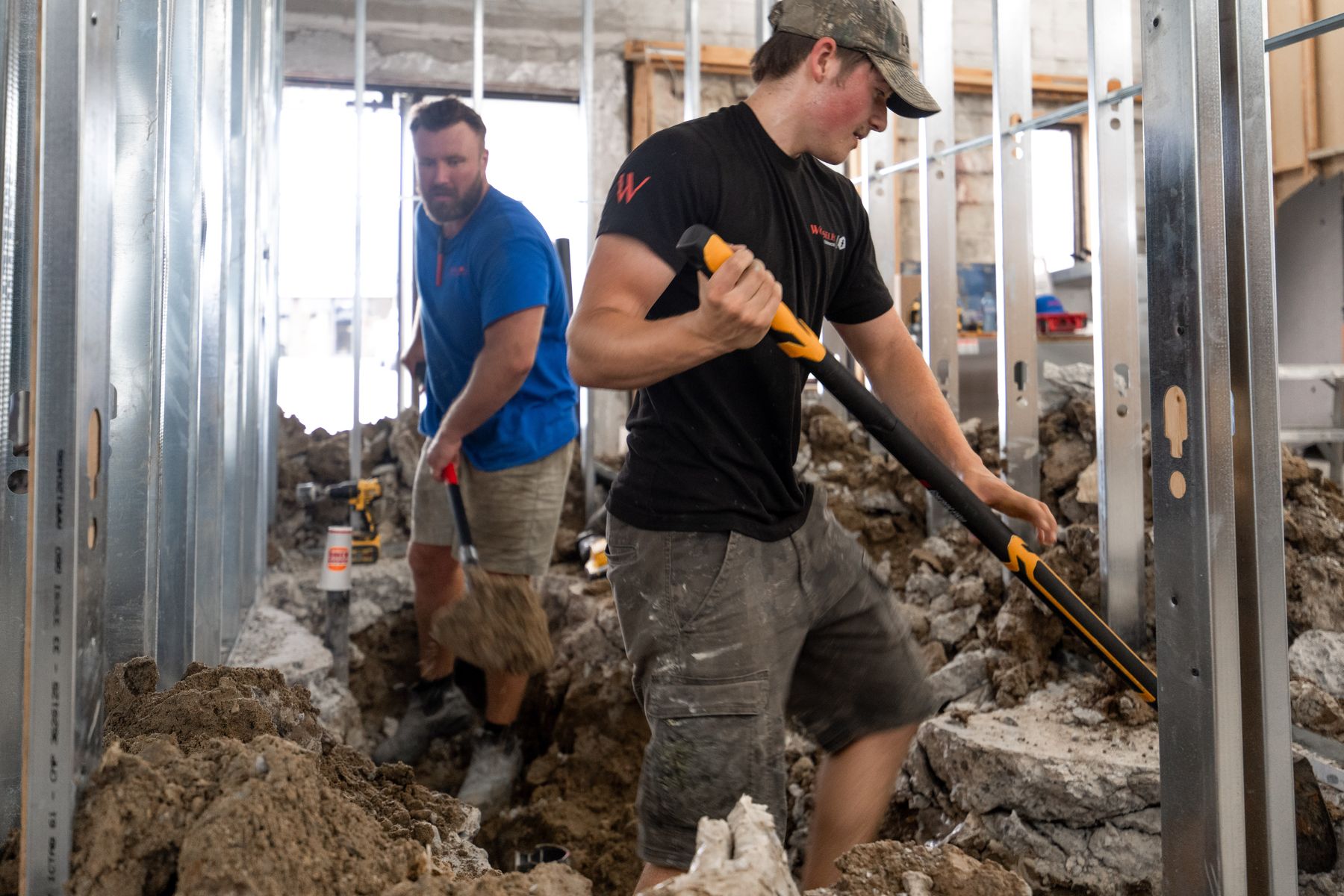 Davidson Plumbing crew on the job, photographed by Mike Mala Media
