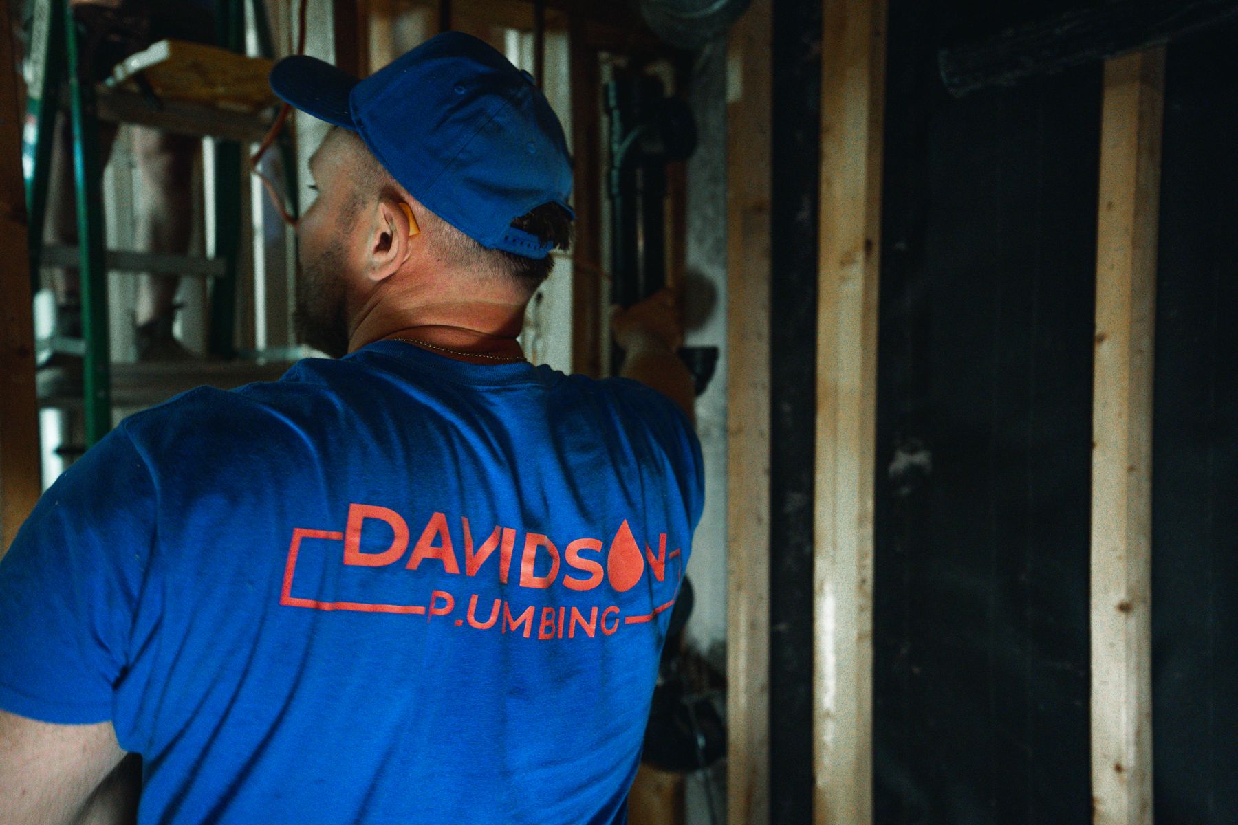 Davidson Plumbing crew on the job, photographed by Mike Mala Media