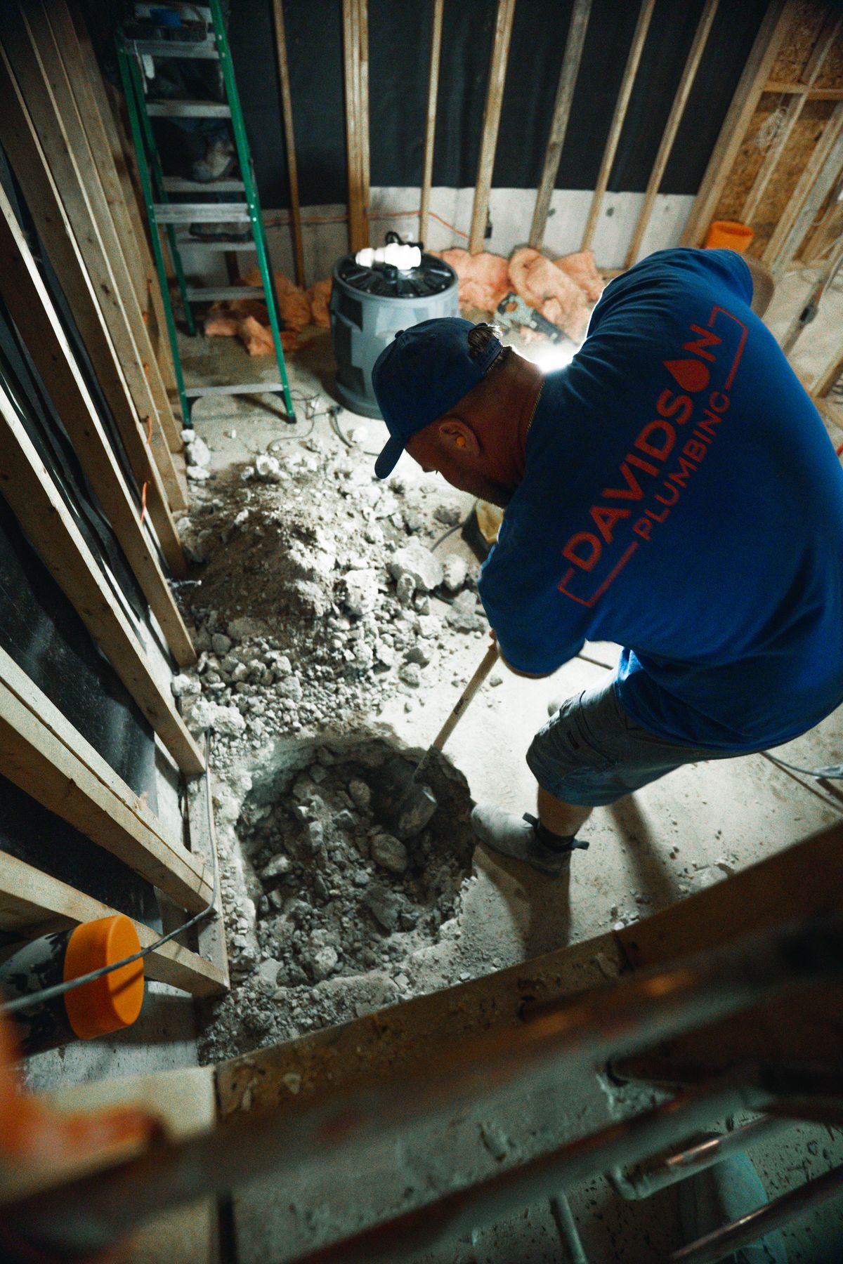 Davidson Plumbing crew on the job, photographed by Mike Mala Media