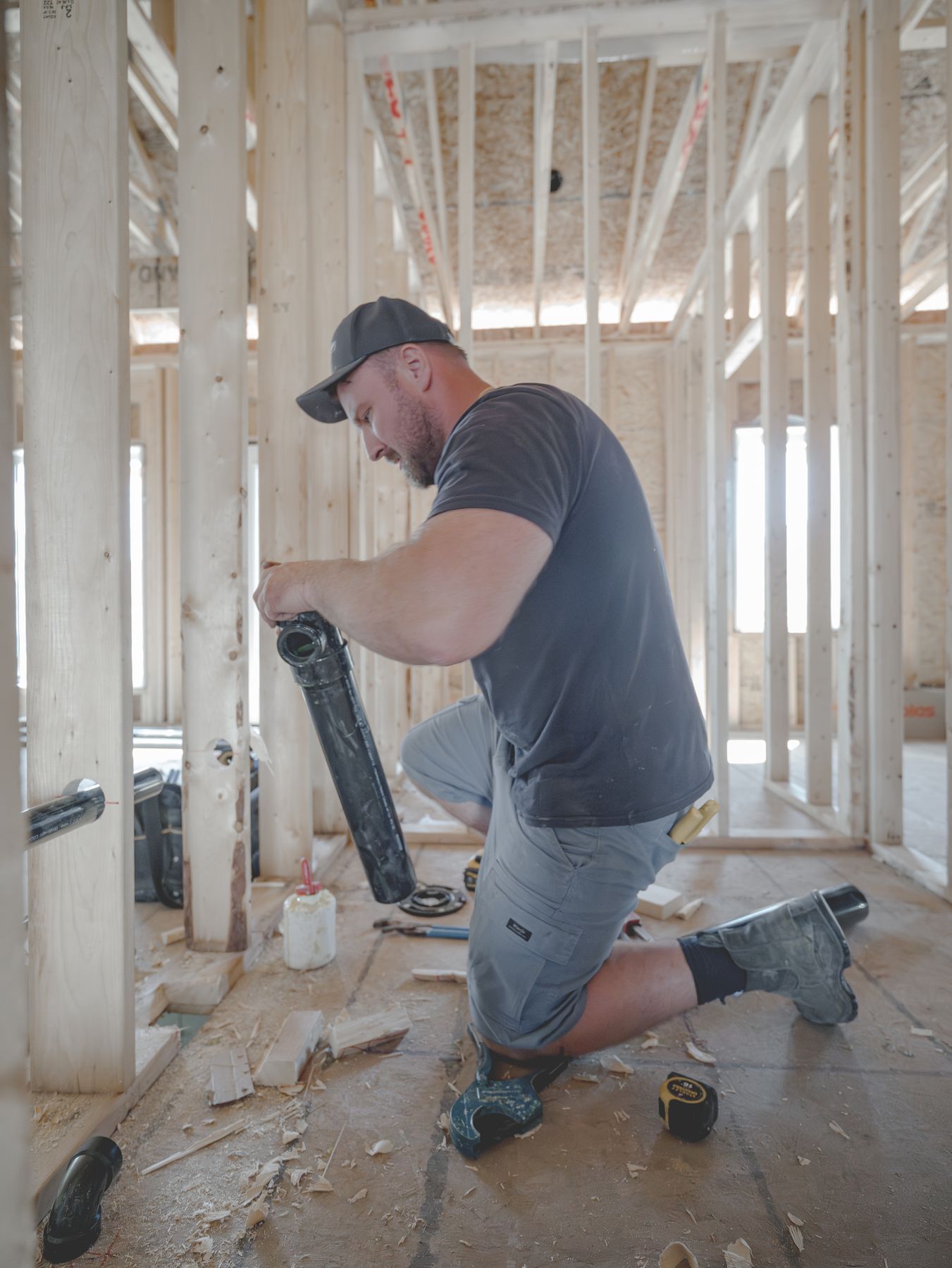 Davidson Plumbing crew on the job, photographed by Mike Mala Media